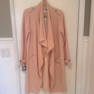 Steve Madden Long Open Front Duster. Light rose color. NWT.